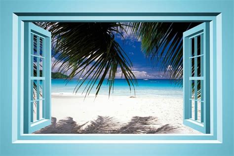 large removable faux beach scene murals - Google Search | Beach wall murals, Window mural ...