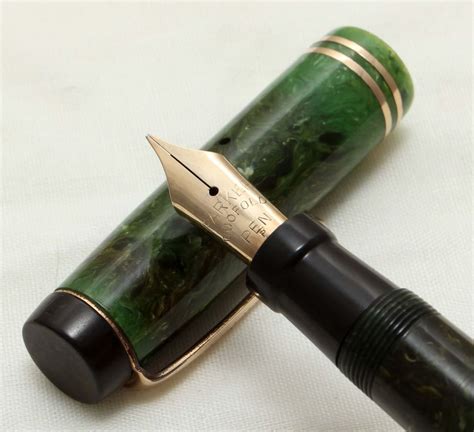 9489 Parker Duofold Senior Fountain Pen in Jade Green, c1930. Medium FIVE STAR Nib.