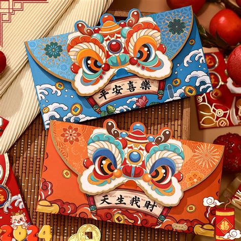 COD 4/6pcs Dragon Year Chinese New Year Red Packet Ampao Money Envelop 2024 Luck Money Bag China ...