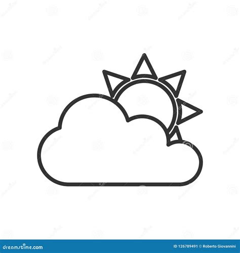 Cloudy Sky Outline Flat Icon on White Stock Vector - Illustration of symbol, vector: 126789491