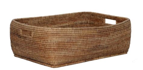 Rattan Rectangular Basket with Cutout Handles | Rectangular baskets, Basket, Rattan basket