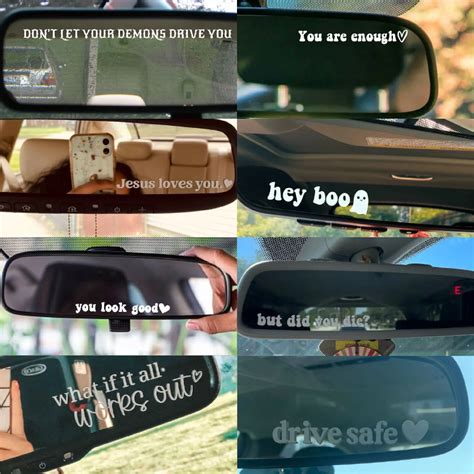 1pc Car Rear View Mirror Decal Funny Car Stickers Interior Decor Cute Charms Accessories Gifts ...