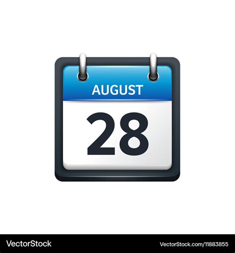 August 28 calendar icon flat Royalty Free Vector Image