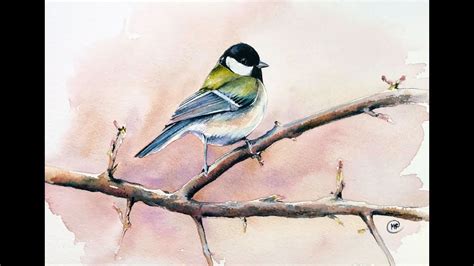 Watercolor Bird on a Tree Painting Demo - YouTube | Watercolor bird ...