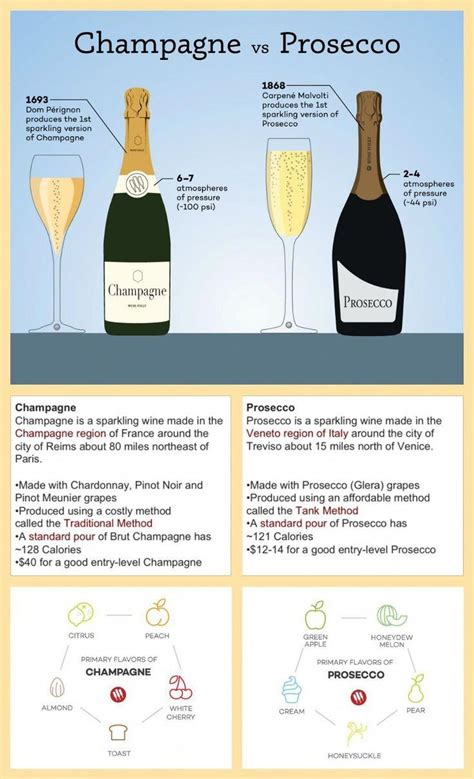 Champagne vs Prosecco: The Real Differences | Wine Folly | Wine chart, Wine drinks, Drinks