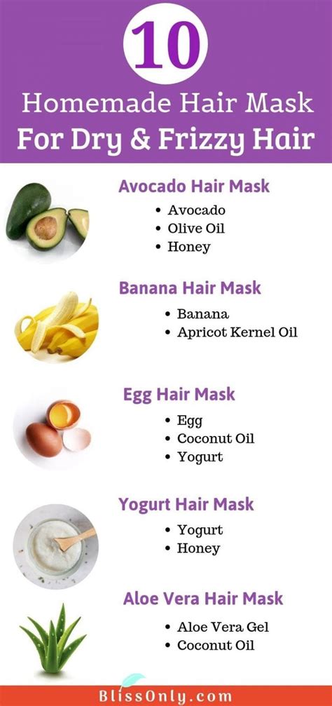 10 Homemade Hair Mask For Frizzy Hair - BlissOnly | Homemade hair mask ...