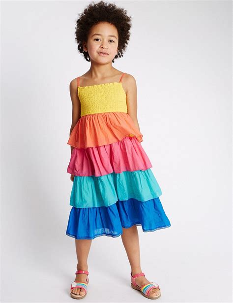 Marks&Spencer rainbow dress (With images) | Tiered maxi dress, Girl ...