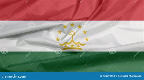 Fabric Flag of Tajikistan. Crease of Tajik Flag Background. Stock Photo ...