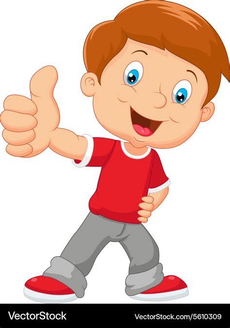 Cartoon little boy giving thumb up Royalty Free Vector Image