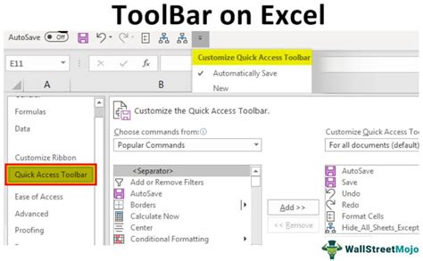 Toolbar on Excel | Step by Step Guide to Customize & Use Toolbar in Excel