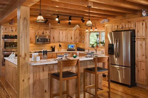 Interior. Great Log Cabin Interior Decorating Ideas. Endearing Log Cabin Kitchen Interior ...