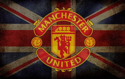 Download Manchester United Logo And British Flag Wallpaper | Wallpapers.com