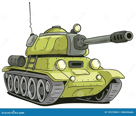 Cartoon Olive Military Army Large Tank Vector Icon Stock Vector - Illustration of barrel ...