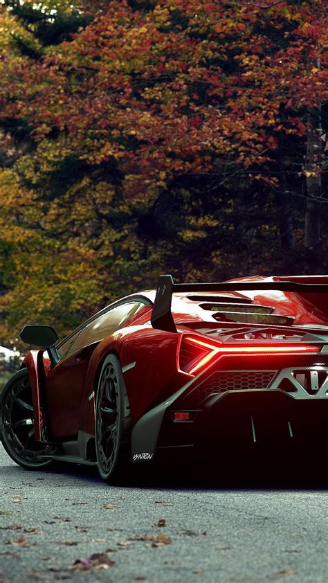 Lamborghini Veneno Roadster Wallpaper 4K, Digital Art, Autumn