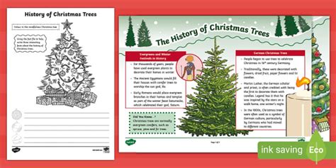 History of the Christmas Tree Fact File and Mindfulness Colouring Activity