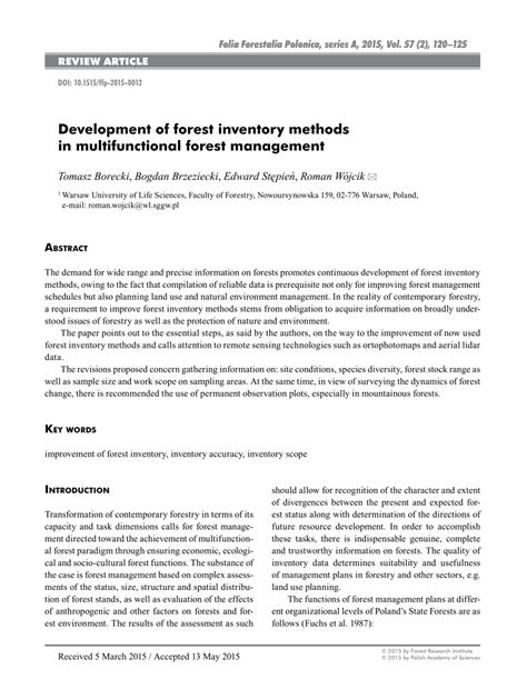 (PDF) Development of forest inventory methods in multifunctional forest ...