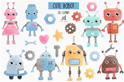 Cute Robot Clipart, Robot Clipart Graphic by ArvinDesigns · Creative Fabrica