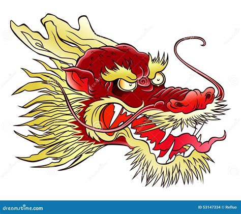 Chinese dragon head stock vector. Illustration of design - 53147334