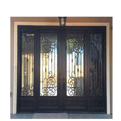 ESWDA House Front door Double Main Door Grill Design With Sidelight Wrought Iron door - Euro ...