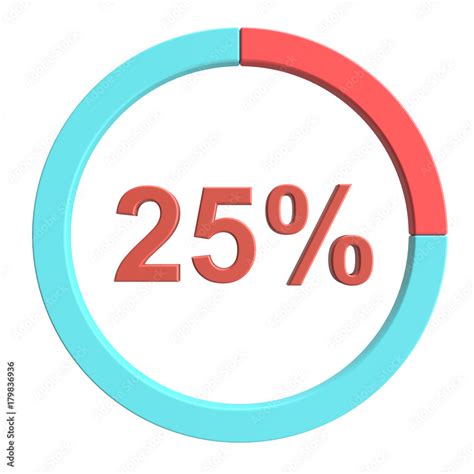 25 percent blue red and white pie chart. Percentage vector infographics. Circle diagram business ...