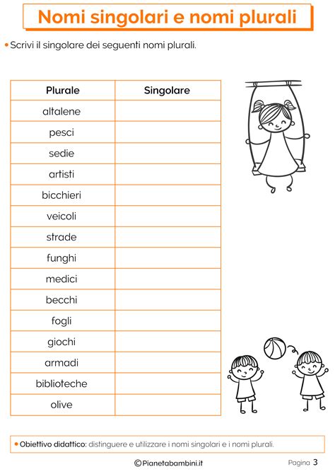 I Nomi Singolari e Plurali: Esercizi per la Scuola Primaria | PianetaBambini.it