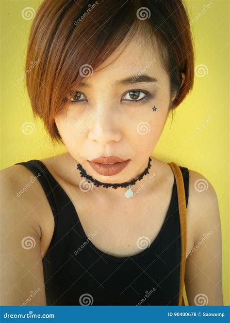 Asian Woman Punk Makeup Portrait. Stock Photo - Image of style, smile: 90400678