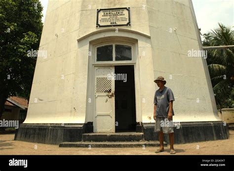 Portrait of a lighthouse keeper at Cikoneng lighthouse (Anyer lighthouse) in Anyer, Serang ...