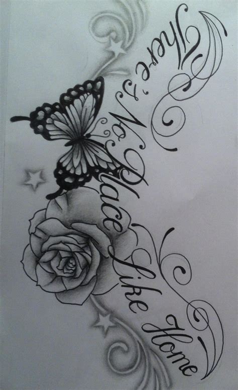 Butterfly Rose chest tattoo design with text by tattoosuzette on DeviantArt