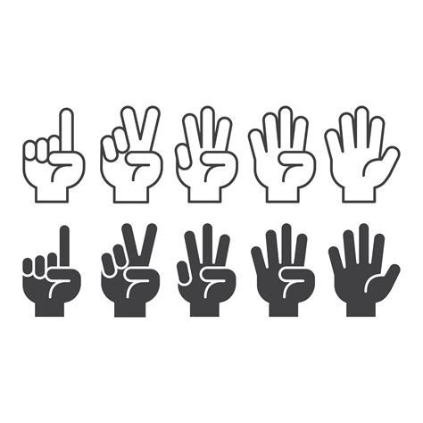 Hand count, gesture hand one, two, three, four, five, count to five. Vector icon template ...