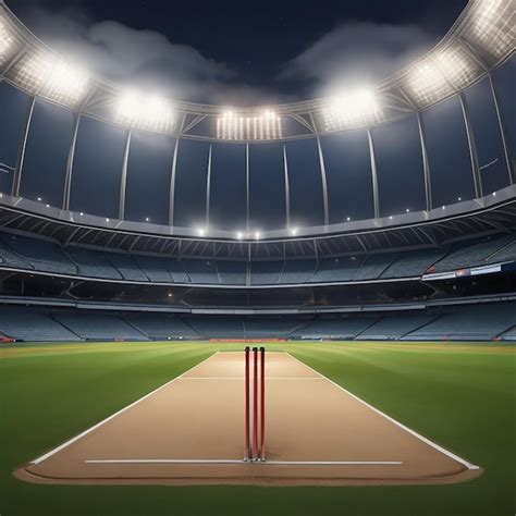 Premium Photo | Cricket stadium at night Background