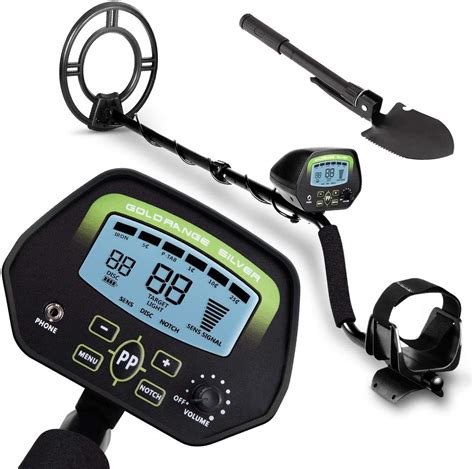 INTEY LCD Display Metal Detector With 9.8" Waterproof Search Coil, P/P Function, Discrimination ...