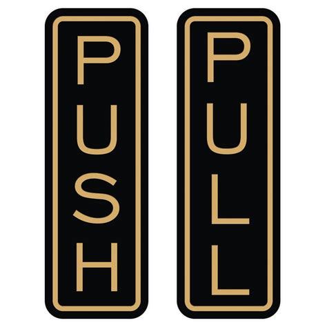 All Quality Classic Vertical Push Pull Door Sign (Black / Gold) - Small ...