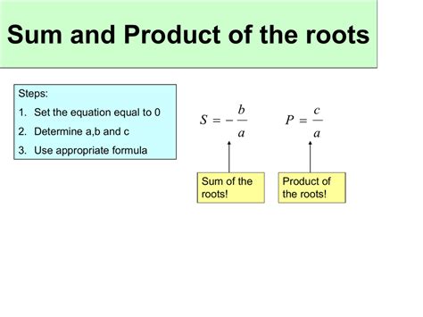 Sum And Product Of The Roots