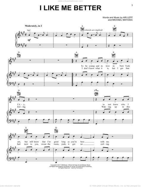 I Like Me Better sheet music for voice, piano or guitar (PDF)