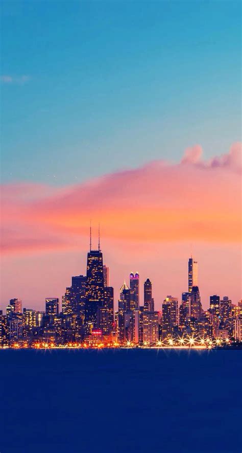 Sunset. Chicago. Skyline. Wallpaper. iPhone. | Sunset iphone wallpaper ...