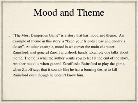 3rd hour "The Most Dangerous Game" Analysis