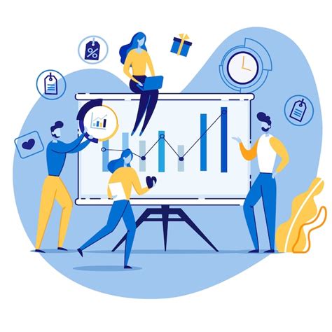 Premium Vector | Bright poster data analysis chart cartoon flat.