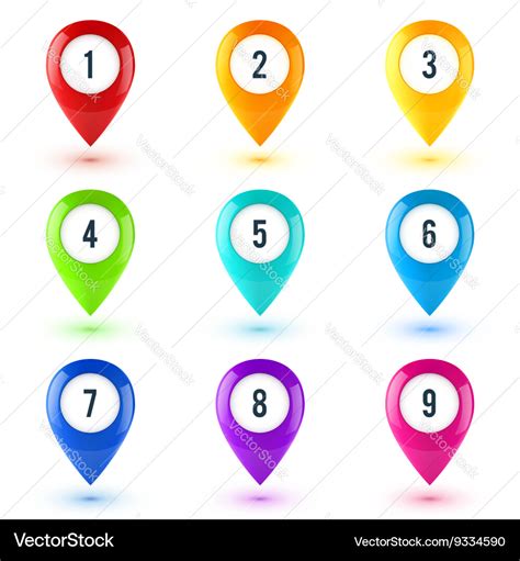 Colorful map point symbols set Royalty Free Vector Image