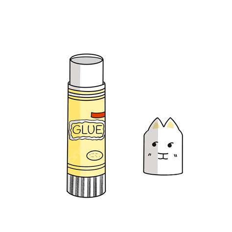 Glue Sticks Clipart Hd PNG, Yellow Cute Kitten Glue Stick Clipart, Glue Stick Clipart, Cute ...