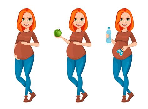 Beautiful pregnant woman cartoon character 2448494 Vector Art at Vecteezy