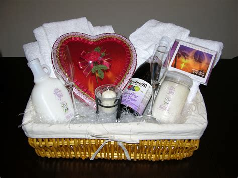 Spa gift basket appropriate for a couple's anniversary, Valentine's Day, or a wedding gift ...