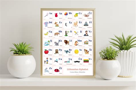 LITHUANIAN Alphabet CHART With Words and English Translations Printable ...