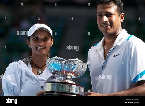 Sania Mirza and Mahesh Bhupathi from India winning the Mixed doubles title at the Australian ...