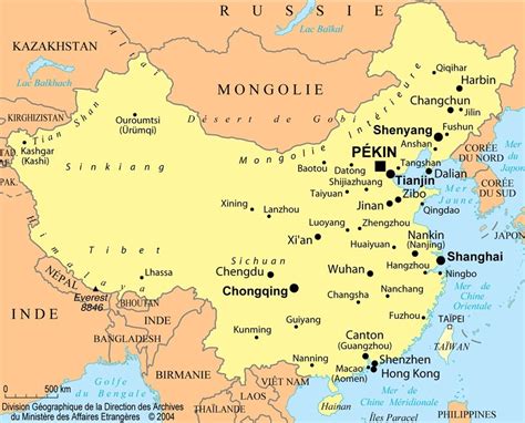 Carte de la Chine - Relief, villes, carte administrative et politique de la Chine