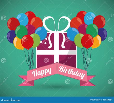 Ed Balloons Decorative Card Happy Birthday Green Bakcground Stock Vector - Illustration of ...