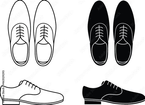 Men's Dress Shoes Clipart Set - Outline and Silhouette Stock Vector ...