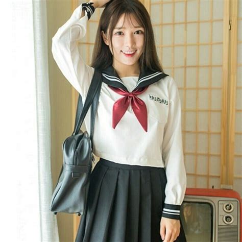 Girls Japanese High School Uniform Sailor Suit Cosplay Costume JK ...