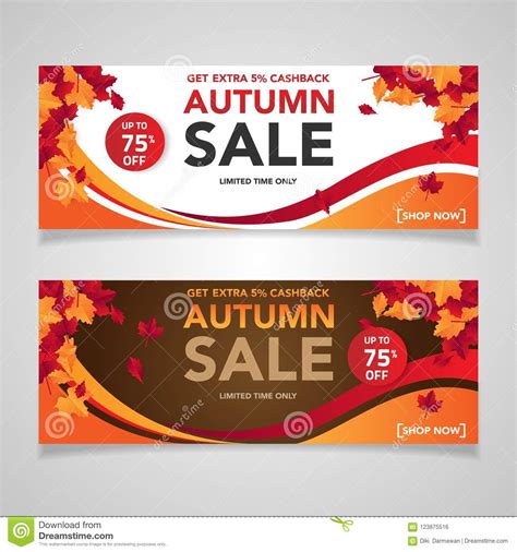 Autumn Sale Banner Template with Leaves, Fall Leaves for Shopping Sale. Banner Design. Poster ...