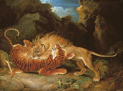 Fight Between A Lion And A Tiger, 1797 Painting by James Ward - Pixels