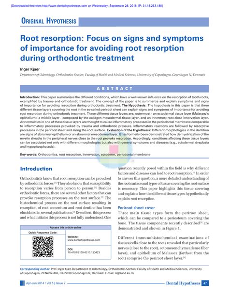 (PDF) Root resorption: Focus on signs and symptoms of importance for avoiding root resorption ...